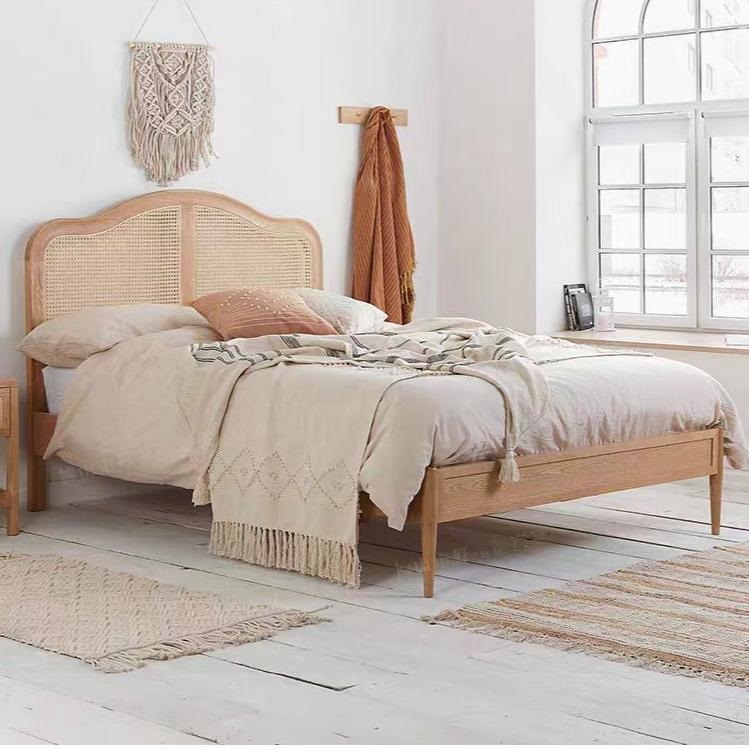 Solid Wood Woven Bed